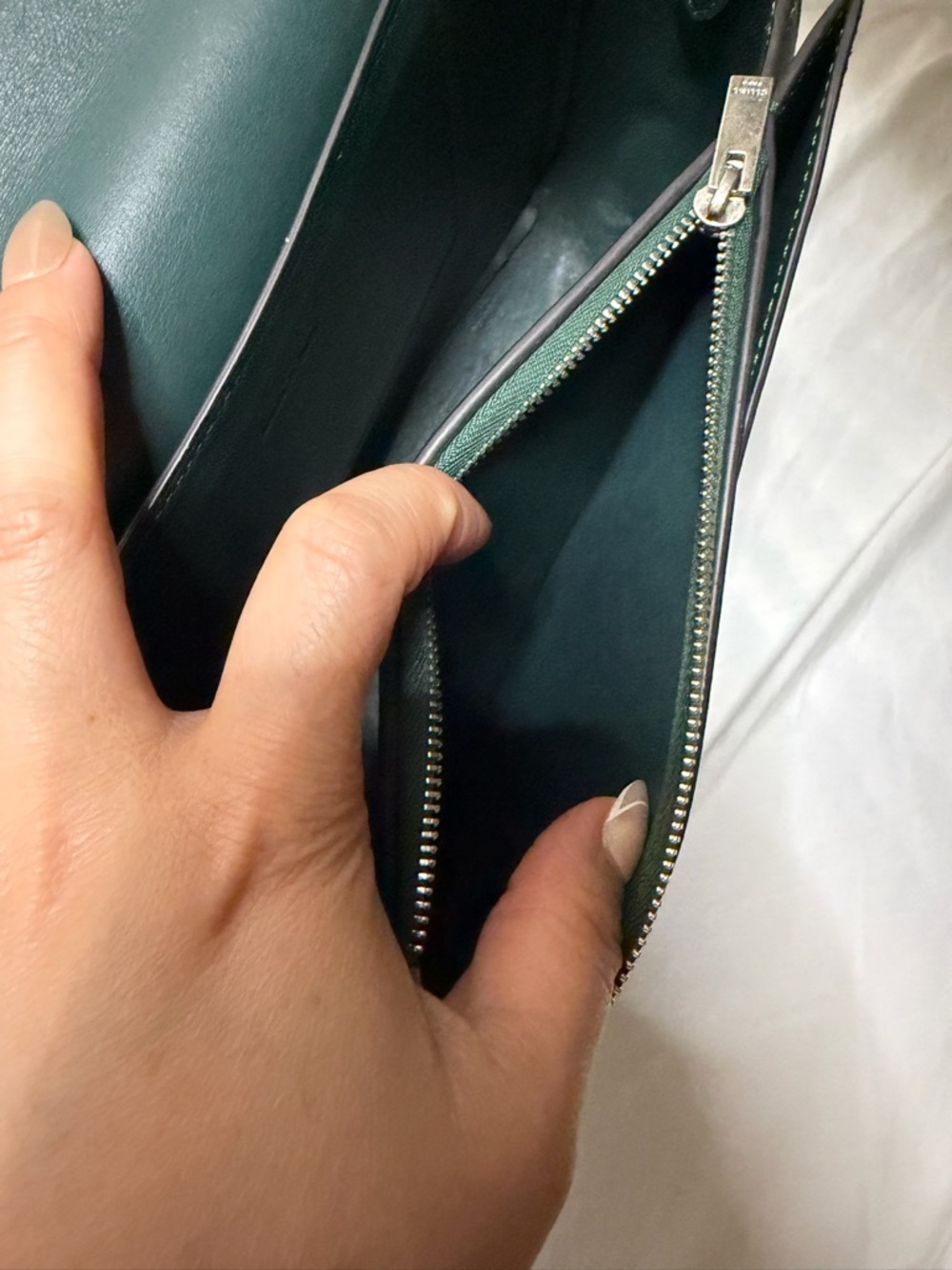 Céline Paris Two-Tone Leather Shoulder Bag - blue & Dark Green - Picture 11 of 12